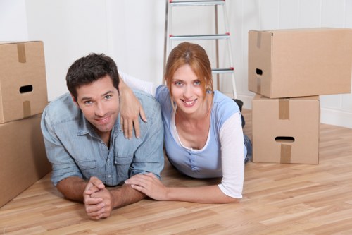 Packed boxes and furniture prepared for house removal