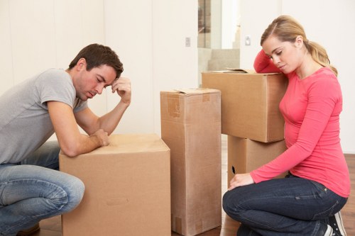 Packed moving boxes and furniture prepared for local removals