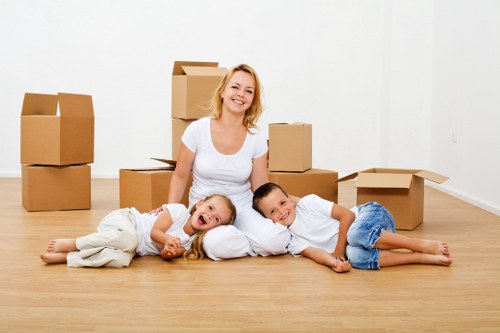 Careful loading of office items for a commercial move in Malden Rushett